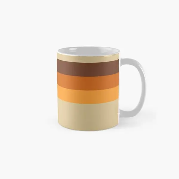

70S 70S Stripes Brown Orange Yellow Cla Mug Gifts Cup Coffee Tea Printed Photo Design Simple Handle Round Picture Drinkware