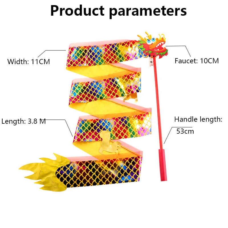 LED 1/2M Children's Luminous Dragon Dance Stage Ribbon Light String Prop Dragon Lion Head KIDS Holiday Gift Outdoor Toys 3