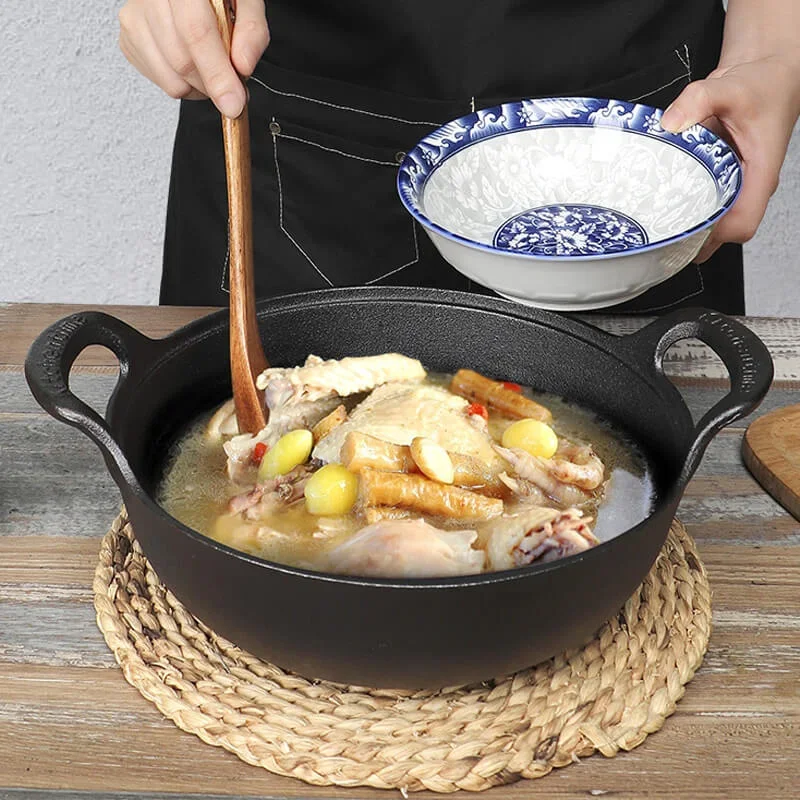 Cast Iron Pot Uncoated And Non Stick wok Casserole kitchen cooking pot cast iron skillet Cookware wok pan fry pan frying pan,casserole pot
