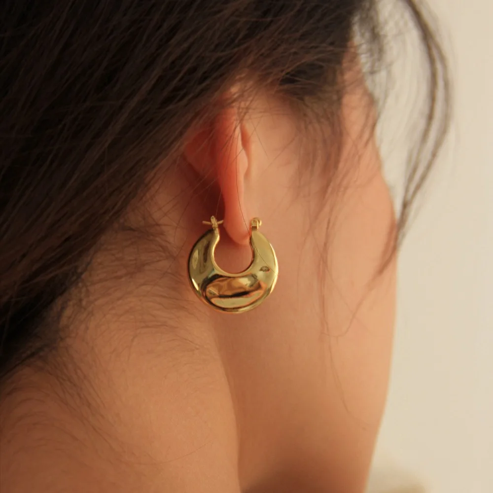 Women's Pendant Hoop Earrings Brass Gold Pendant Real 