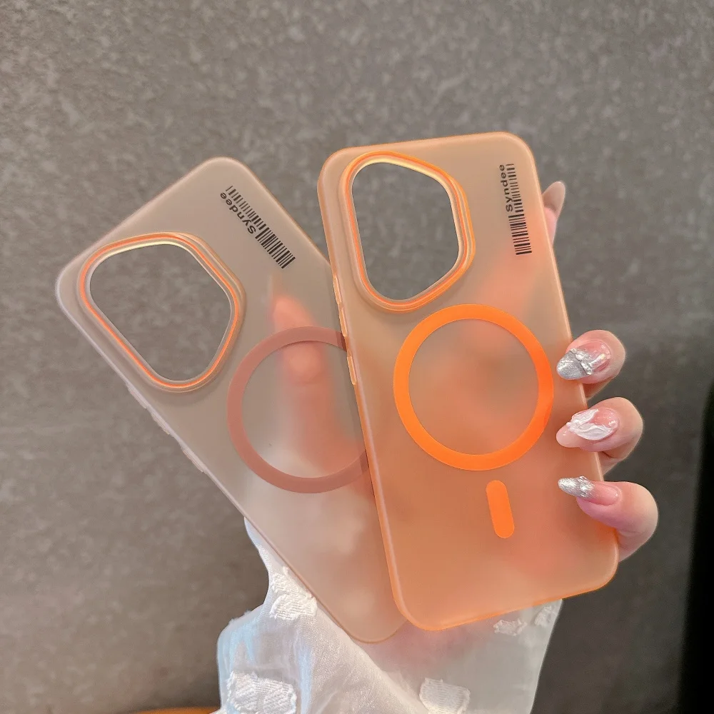Translucent Frosted PC MagSafe Magnetic Phone Case with Wireless Charging Capability