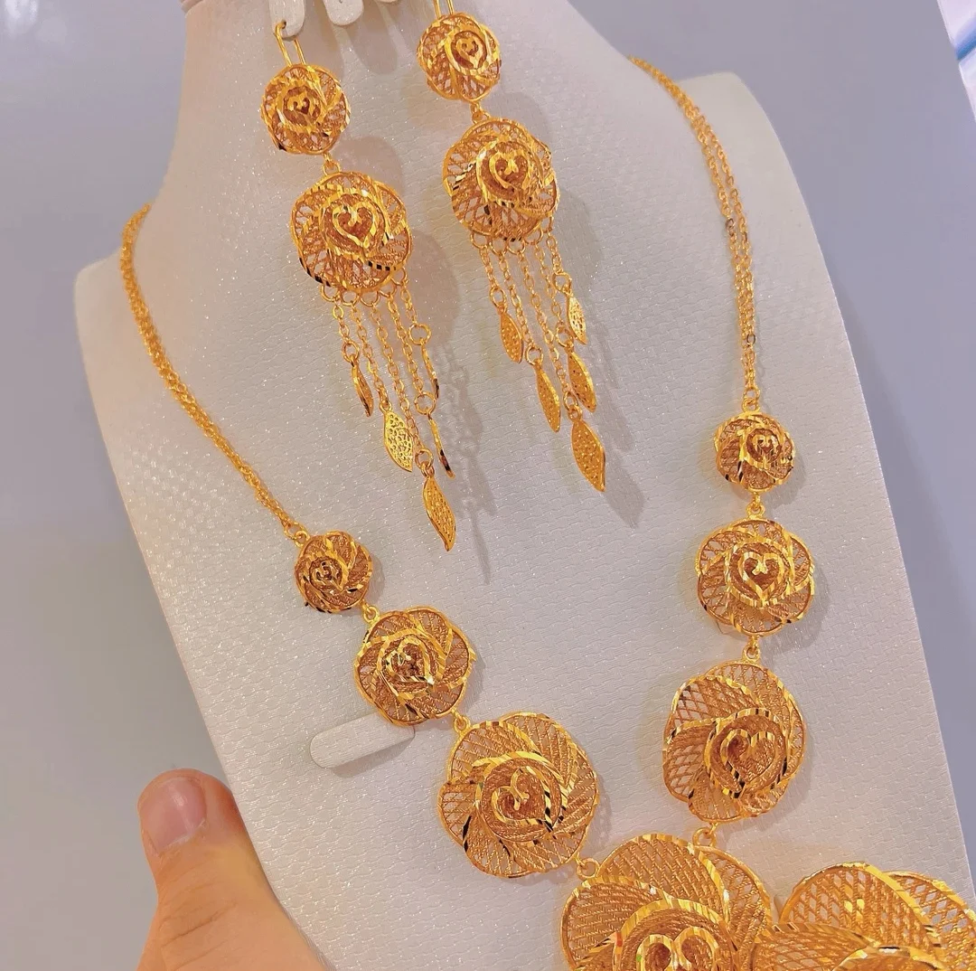 Luxurious Antique Gold Plated Long Necklace Set – Look Ethnic