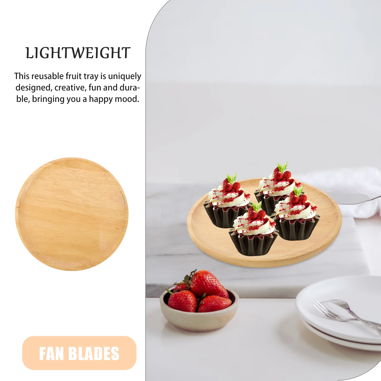 Round Wooden Tray Plate Large Charcuterie Board Serving Platter Cookie Pizza Rattan Chargers for Dinner Plates 5