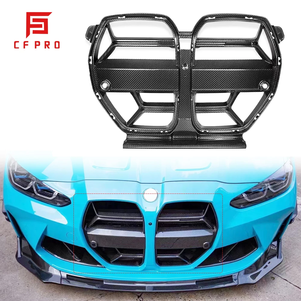 

CSL Style Carbon Fiber Front Bumper Grille Mesh Cover Outer Frame Cover For BMW M3 G80 M4 G82 Car Accessories