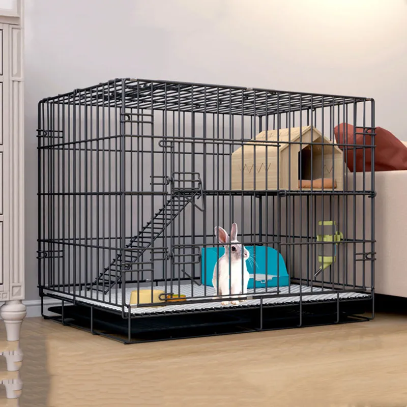 70x50x60cm Folding Metal Wire Rabbit Cage 2 Layer for Small Pets