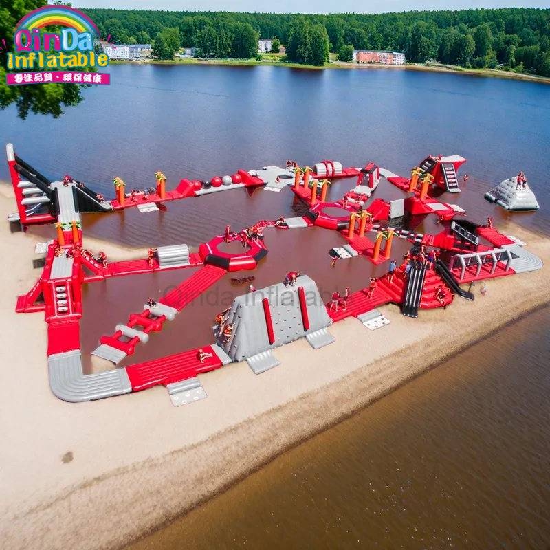 Commercial Floating Toys Inflatable Water Park , Giant Beach Waterpark For Adult