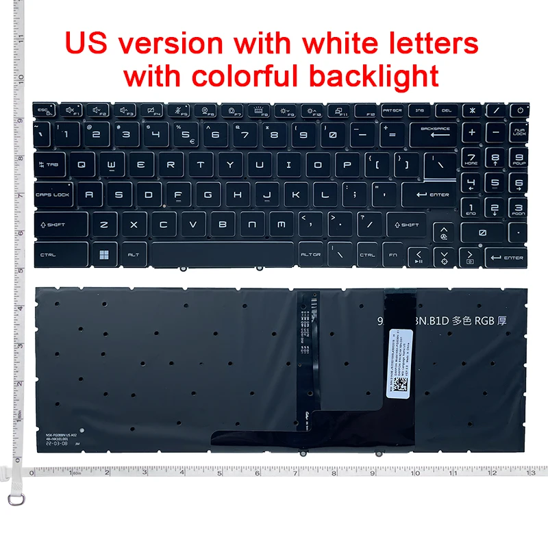 Teclado Inglês dos Eua para Msi Crosshair 15 Seris 15-a11u 15-b12u B12uez V203222ck1 Rgb Retroiluminado Novo - Imagem 2