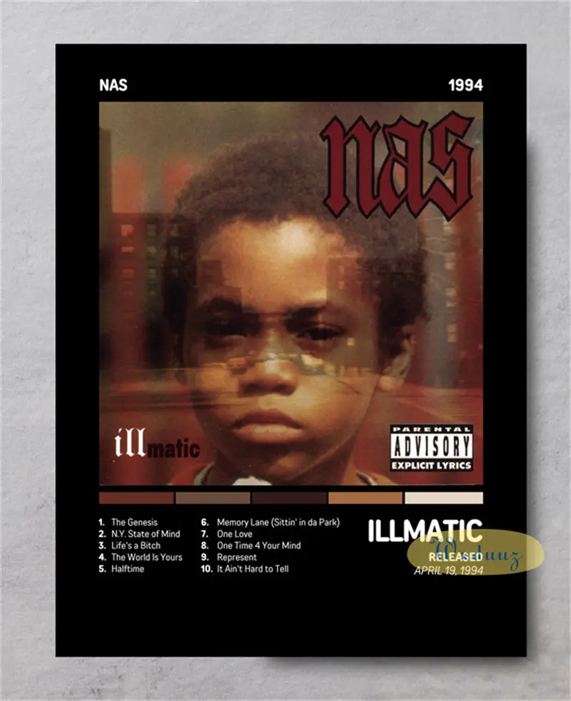 thumbnail image 1 of Imágenes de portada modernas Pop Hip Hop Rap Star Singer NAS BIG Music Album Poster Canvas Print Art Home Wall Decor Room Aesthetic, 1 of 5