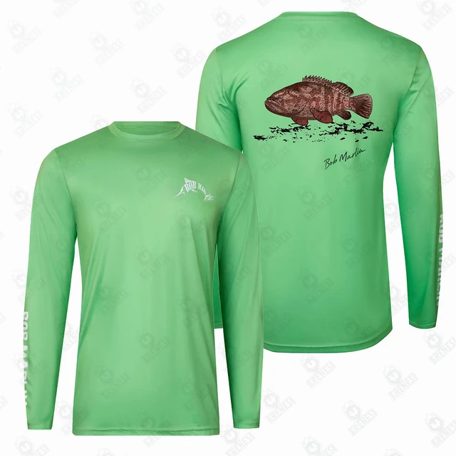 Bobmarlin Performance Shirt Grouper Green Fishing Shirt Men Summer Outdoor  Sunscreen Long Sleeve Casual Shirts Anti-UV Shirts - AliExpress