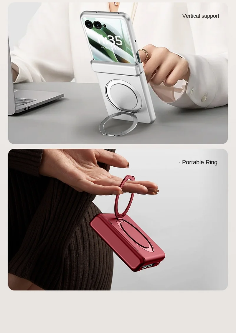 Premium Magnetic Metal Holder Case with Tempered Glass Protection and Spring Hinge Cover