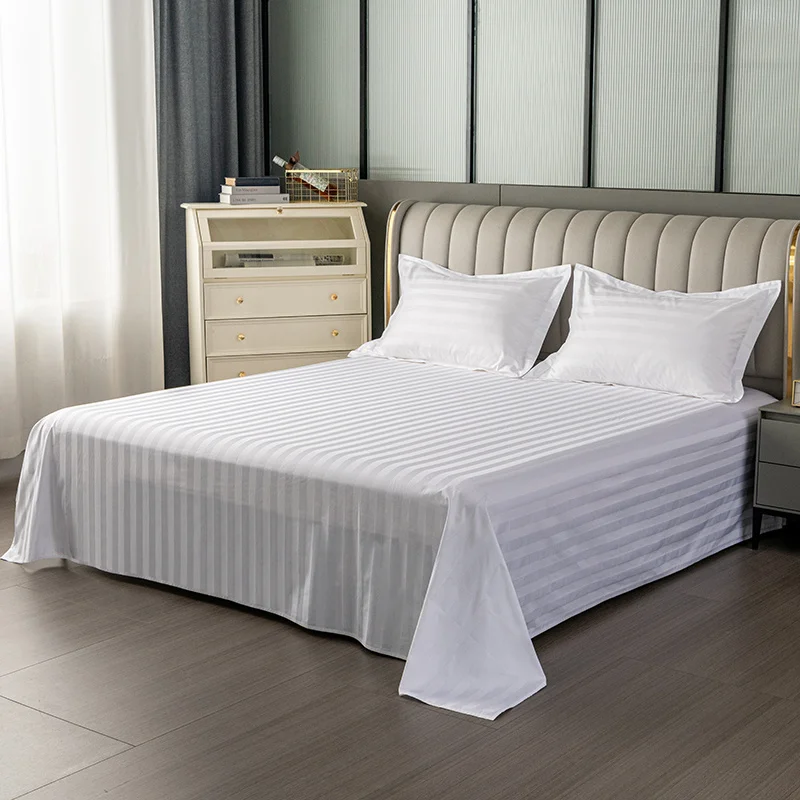 1pcLuxuriousWhite100%COTTONStripedFlatSheet-ElegantStripedPatternBeddingforaCozy&InvitingBedroom-AliExpress