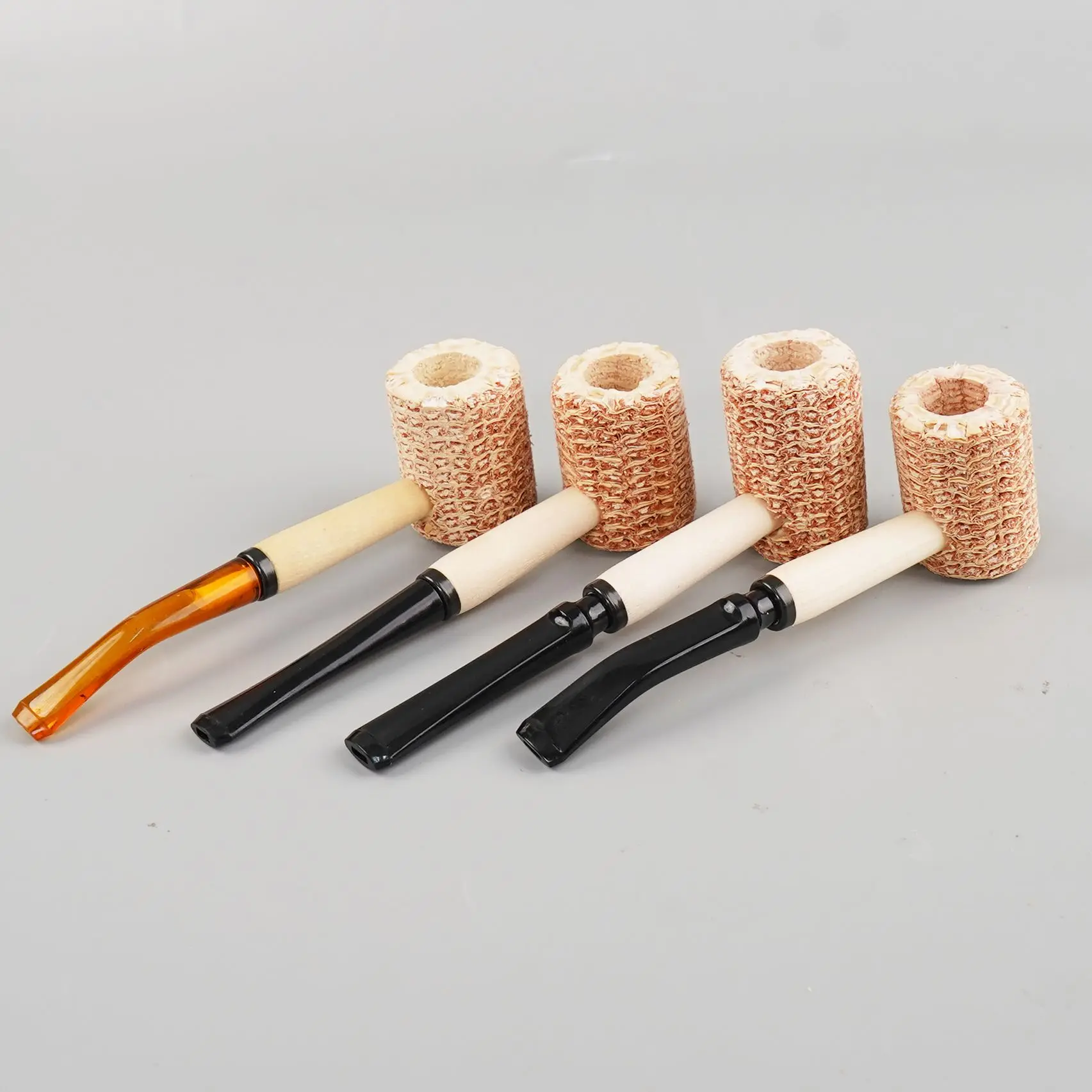 Corncob Tobacco Pipe ， Bent Classic Natural Corncob Smoking Pipe Retro Tobaccos Smoking Classic Long Handmade Bent
