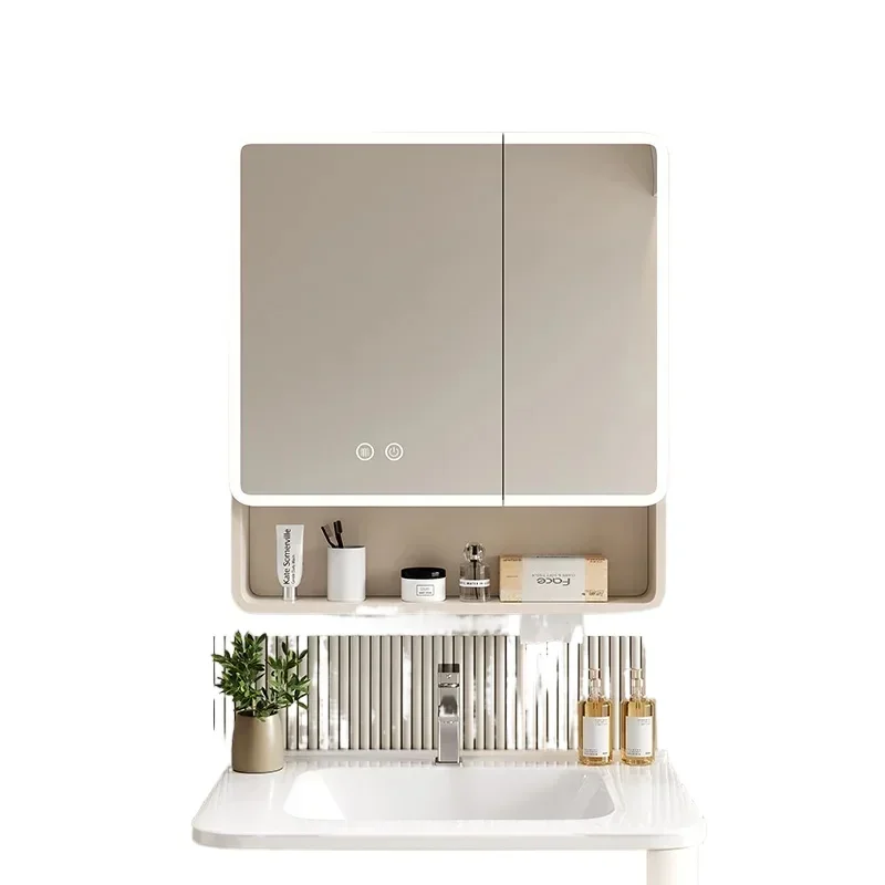 Nordic Bathroom Smart Mirror Cabinet Wall Hanging Mirror Cabinet with Light Fog Removal Storage Simple Home Furniture 욕실 가구 FYBC