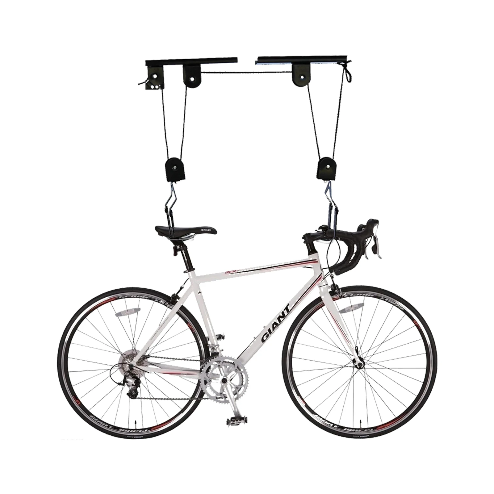 Deckenmontierte Fahrradhalterung | 60kg Doppelseil-Garagenfahrrad-Rollensystem | Sicheres Fahrrad-Aufbewahrungsseil – Detail 5