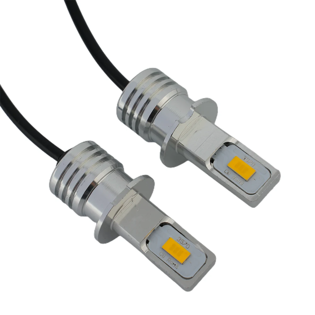 자동차 안개등 전구 변환 키트, 매우 밝은 H3 CSP LED 안개등 전구, 노란색 LED 헤드라이트, 55W, 6000LM, 3000K
