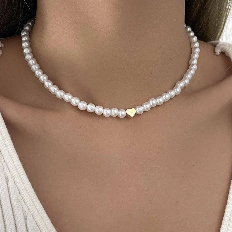 Modische Herzförmige Kunstperlen-Choker-Halskette Für Frauen Einfache Elegante Perlenkette Koreanischer Stil Party Hochzeit Schmuck Geschenke S29Dd12Bdf9Ca4C20B1701E671E2Bdf2D9