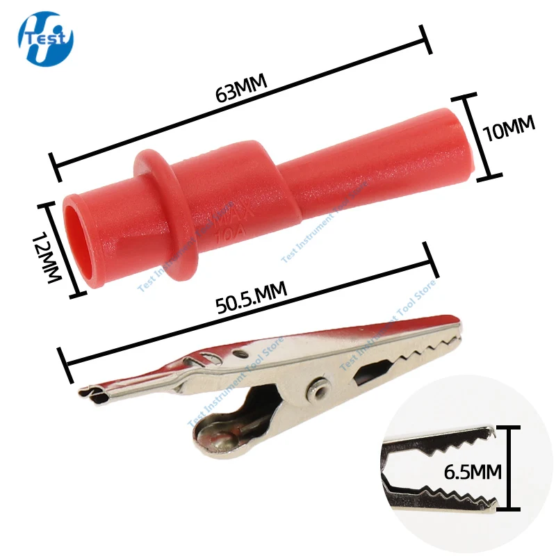 Alligator Test Clip Clamp 2pcs (1 Pair) For Multimeter Tester Probe 10A