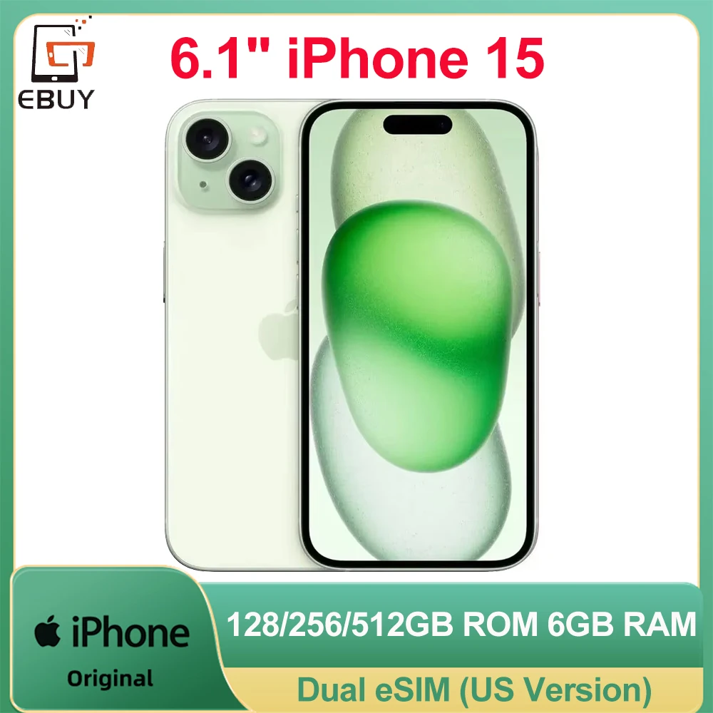 6.1" iPhone 15 Original A16 5G iPhone15 Mobile Phone Dual eSIM 6GB RAM 128/256/512GB ROM Unlocked Smartphone