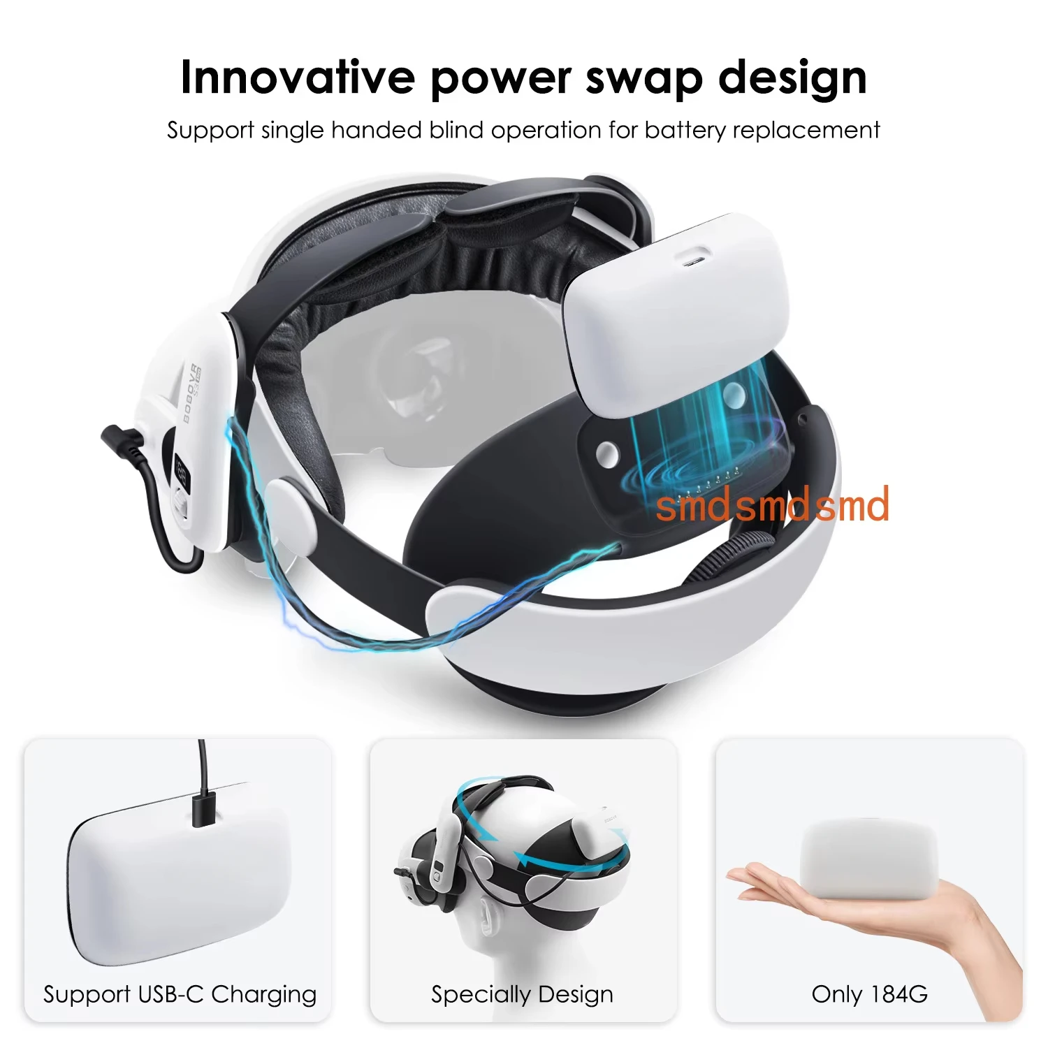 BOVR S3 Pro Super Strap VR Accessories Compatible with Meta Quest 3S Head Air Conditioning Hot-swappable Battery Pack vr accessories