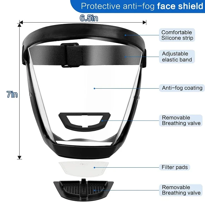 Maschera Protettiva da Lavoro, Schermo Facciale Completo Antiappannamento e Antispruzzo, Protezione Trasparente per il Viso - immagine 4