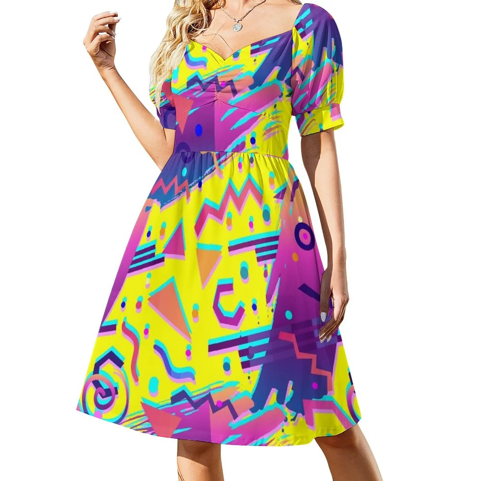 

Eighties Retro Memphis Pattern Dress luxury women's party dress evening prom dress summer 2023 women