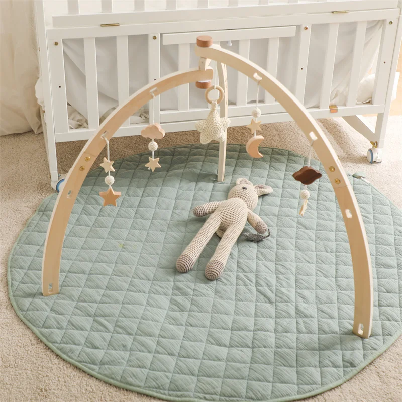 Baby Wooden Gym Frame Splint Triangle Newborn Activity Gym Frame Star Cloud Hanging Pendant Rattle Toys For Baby Montessori Toys 5