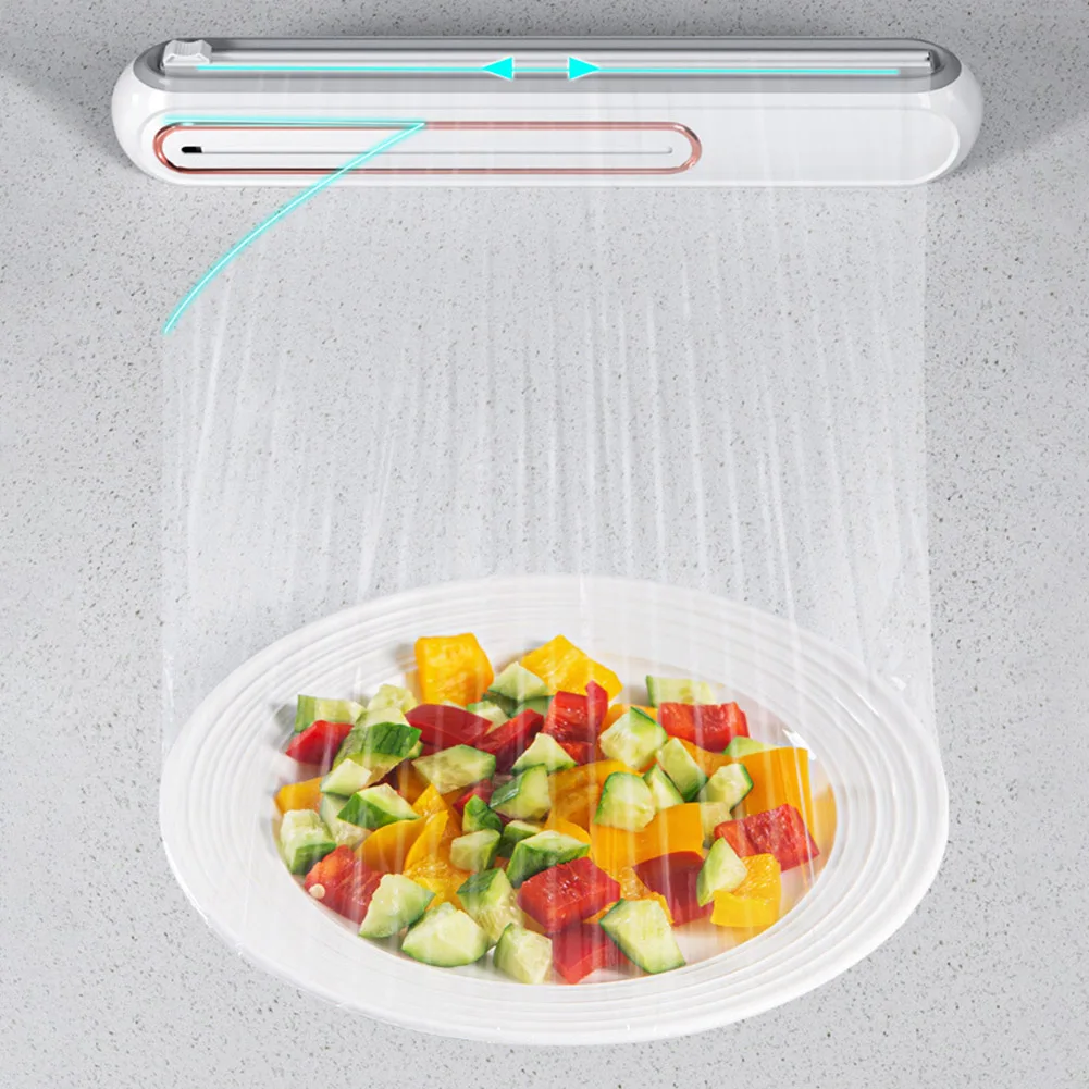 Cling Film Dispenser Magnetic Refillable Plastic Wrap Dispenser With Cutter Wall-mounted Aluminum Foil Dispenser Kitchen Tool
