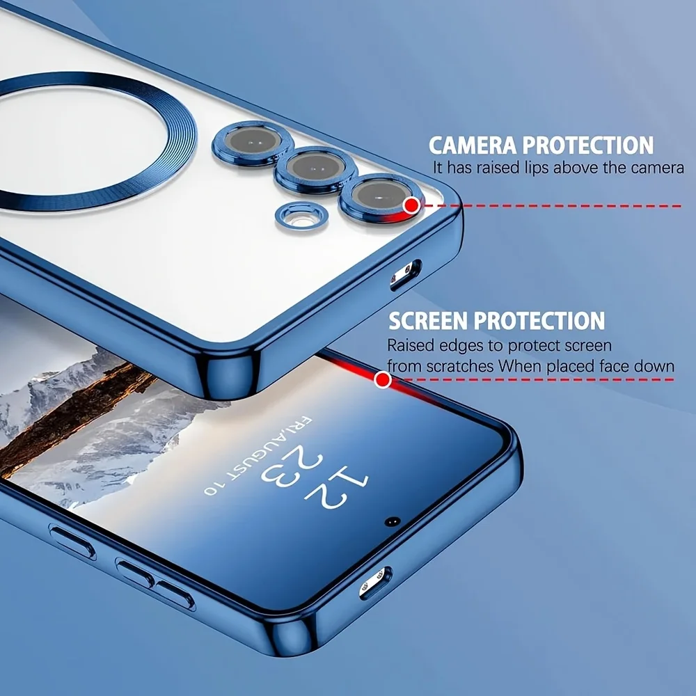 Sleek Magnetic Transparent Phone Case with Enhanced Plating Finish