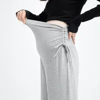 Maternity Pants for Spring and Summer: Wide-Leg Trousers with Drawstring, Suitable for Wearing Outside  maternity clothes 1