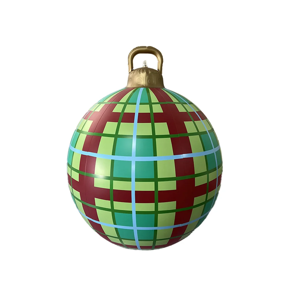 thumbnail image 1 of Bola inflable navideña decorada de 24 pulgadas para exteriores, de PVC, gigante, grande, para decoración navideña, juguete con orificio para colgar, 1 of 5