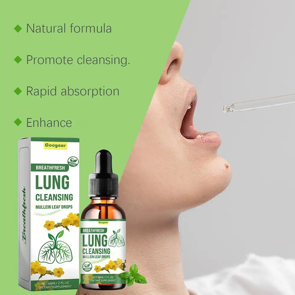 BIYODE Natural Mullein Extract Lung Cleansing Drops Lung Purification Detoxification Boost Immunity Prevent Respiratory Diseases