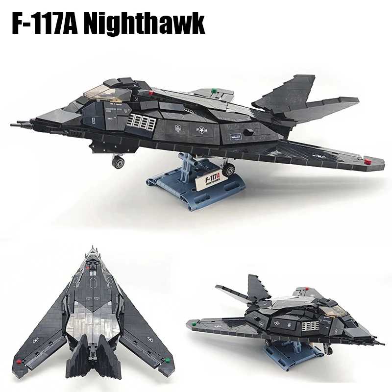 

1375PCS Technical F-117A Nighthawk Attack Aircraft Building Blocks Military Stealth Fighter Bricks Toys Children Birthday Gift