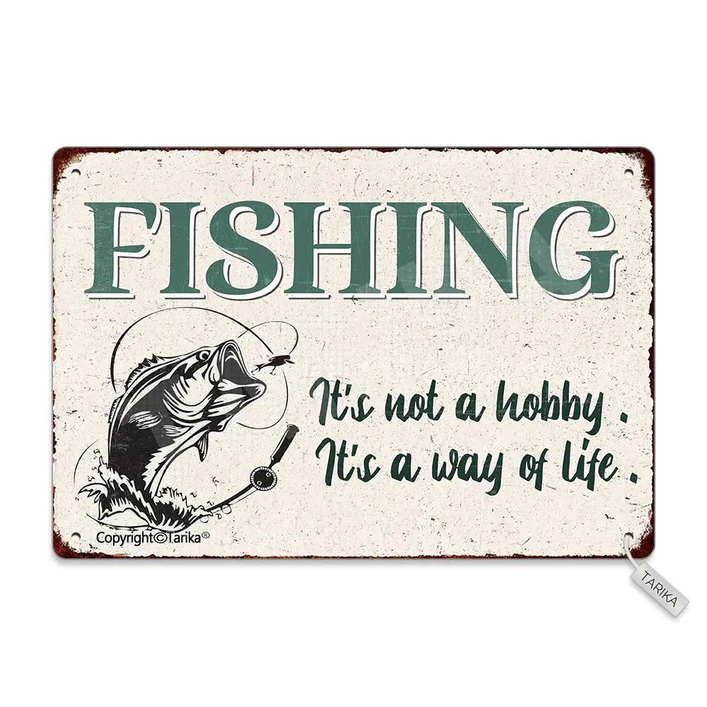 

Fishing It's Not A Hobby It's A Way of Life Tin 8X12 Inch Vintage Look Decoration Plaque Sign for Home Kitchen Bathroom Farm Gar