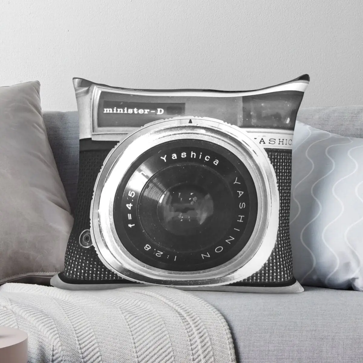 

Camera Square Pillowcase Polyester Linen Velvet Printed Zip Decor Sofa Seater Cushion Cover 18"