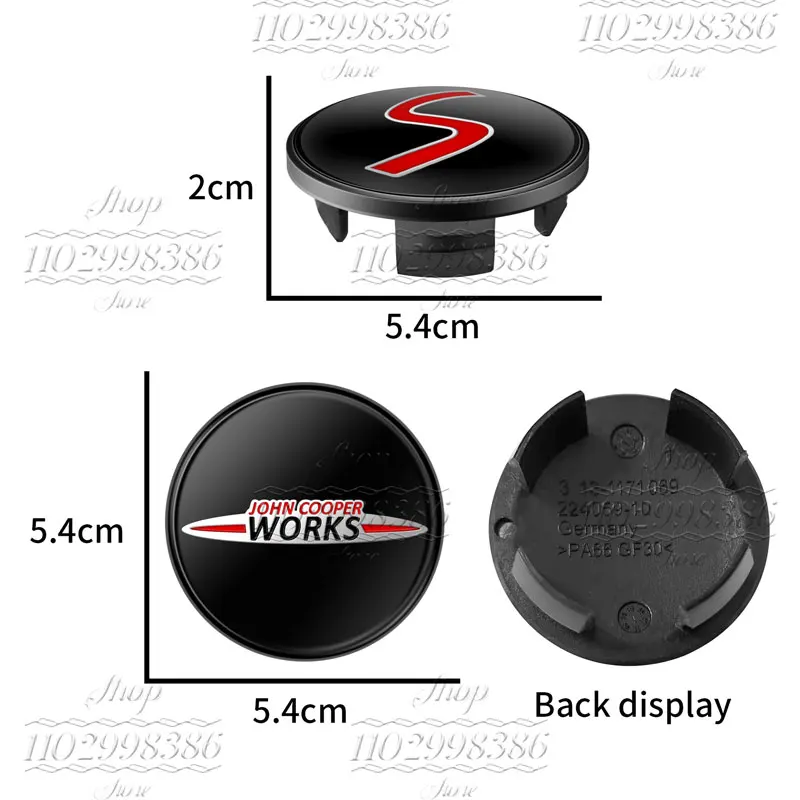 Wheel Center Caps 4Pcs 54mm Emblem Car Wheel Center Hub Caps Rim Covers Decor For Mini Cooper S JCW John Cooper Works R55 R60 F56 F55 F54