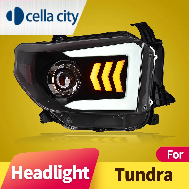 

Suitable for Toyota Tundra headlight assembly 2014-2020 modified daytime running lights streamer turn lights LED lens headlights