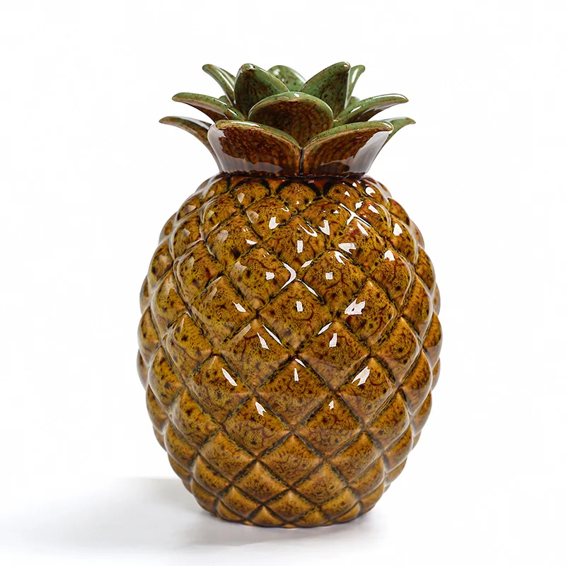 Tea Tin Box Tea Canister Ceramic Storage Jar Chinese Pineapple Tea Can Ceramic Tea Storage Can Creative Sealed Office Home Candy Storage Decoration Friend Gift