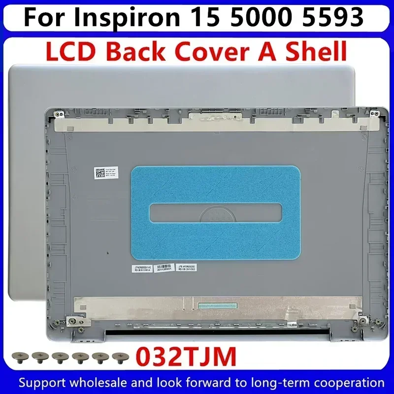 New LCD Cover Back Lid With Hinges & Bezel For Dell Inspiron 15 5000 5593 Laptop - Silver, Part #032TJM