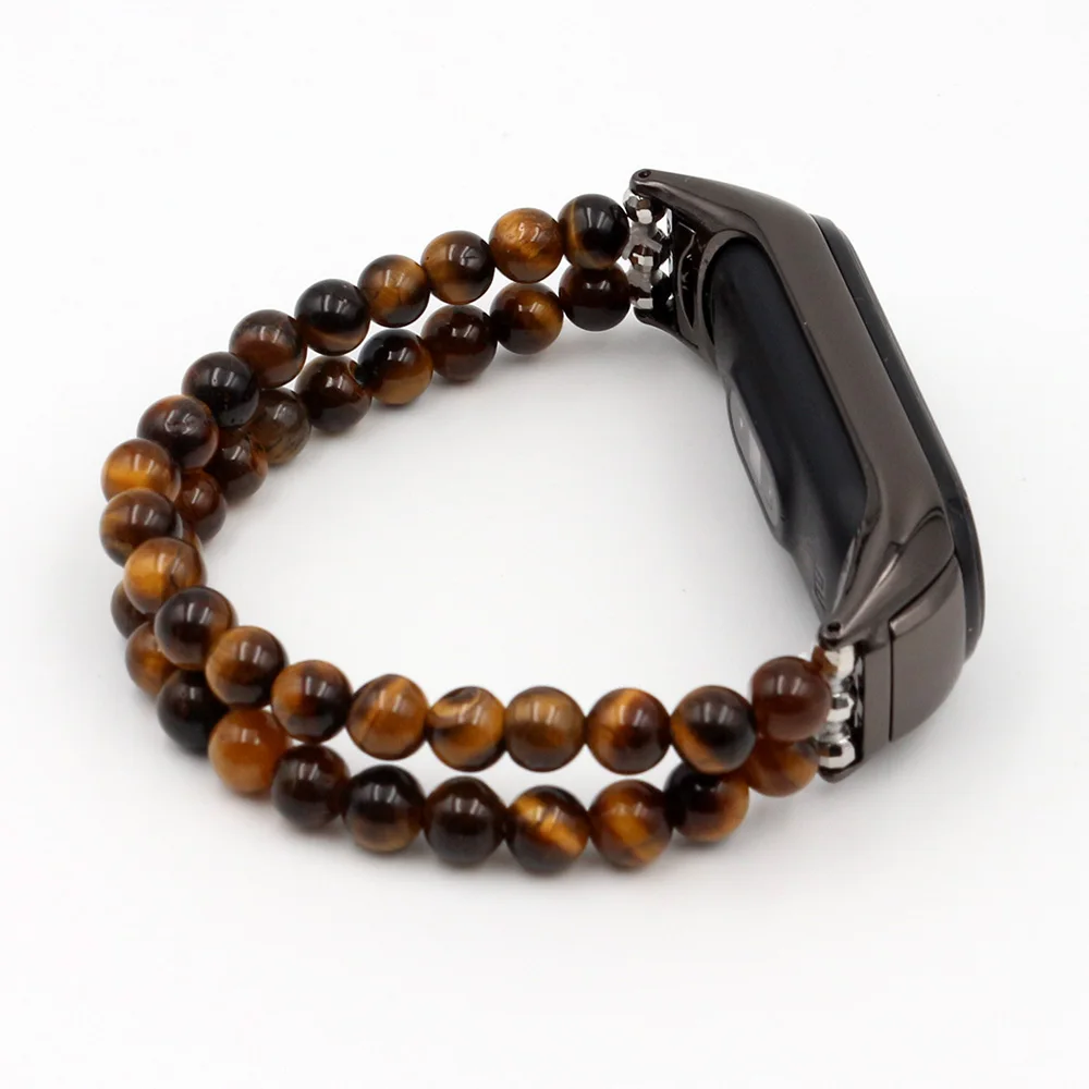 Elegant Beaded Elastic Smartwatch Bracelet – Stone Jewelry Wristband for Mi Band