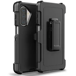 Rugged Anti - Drop Defender Phone Case with Clip Holder - Galaxy A04 4G (Black)
