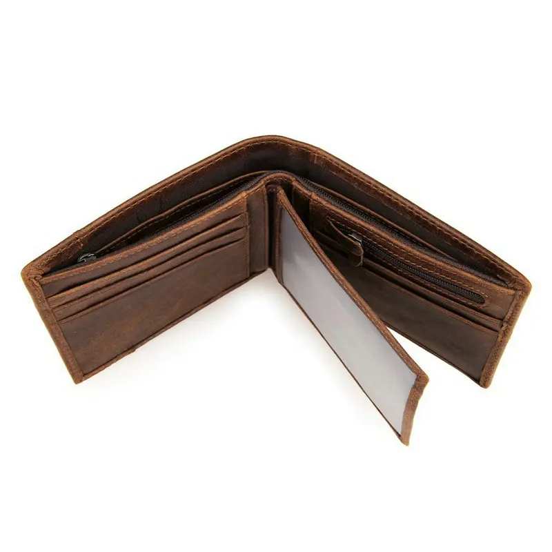 GENODERN Patchwork Style Cow Leather Male Purse Short Wallet for Men Genuine Leather Wallets Brown Male Purses Men Wallets 5