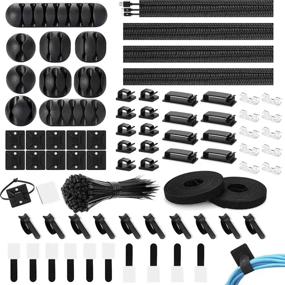 Ultimate 173-Piece Cable Management and Organization Kit for Home, Office, and Car