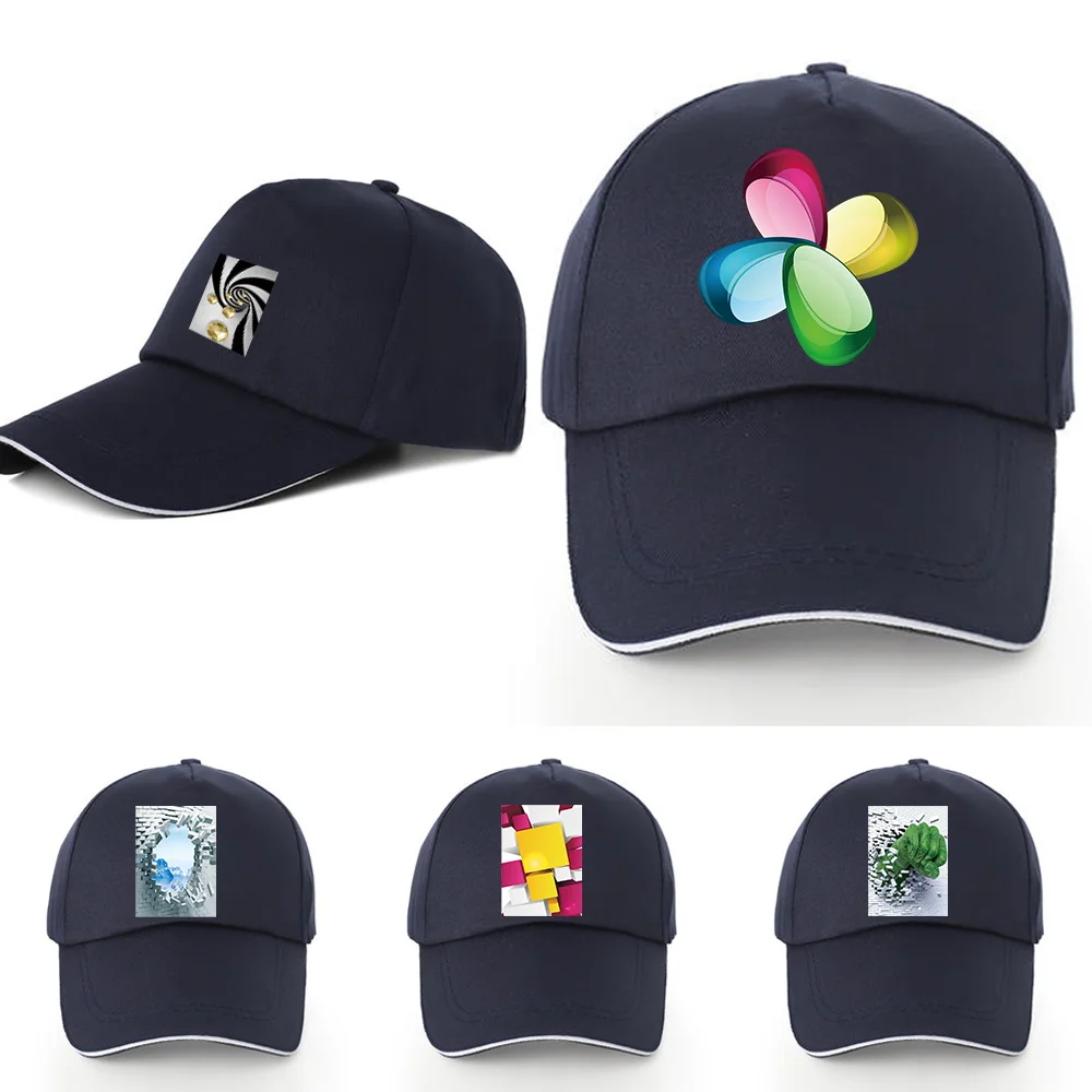 

Men Baseball Caps Women Summer Adjustable Sunscreen Visors Hats Pure Cotton Back Buckle Dad Hat 3D Pattern Street Hip Hop Cap
