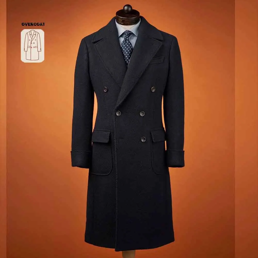 

Business Suit Jackets Fit Men Tweed Trench Coat Long Custom Made Double Breasted Overcoat Formal Party Prom Blazer Male Outwear