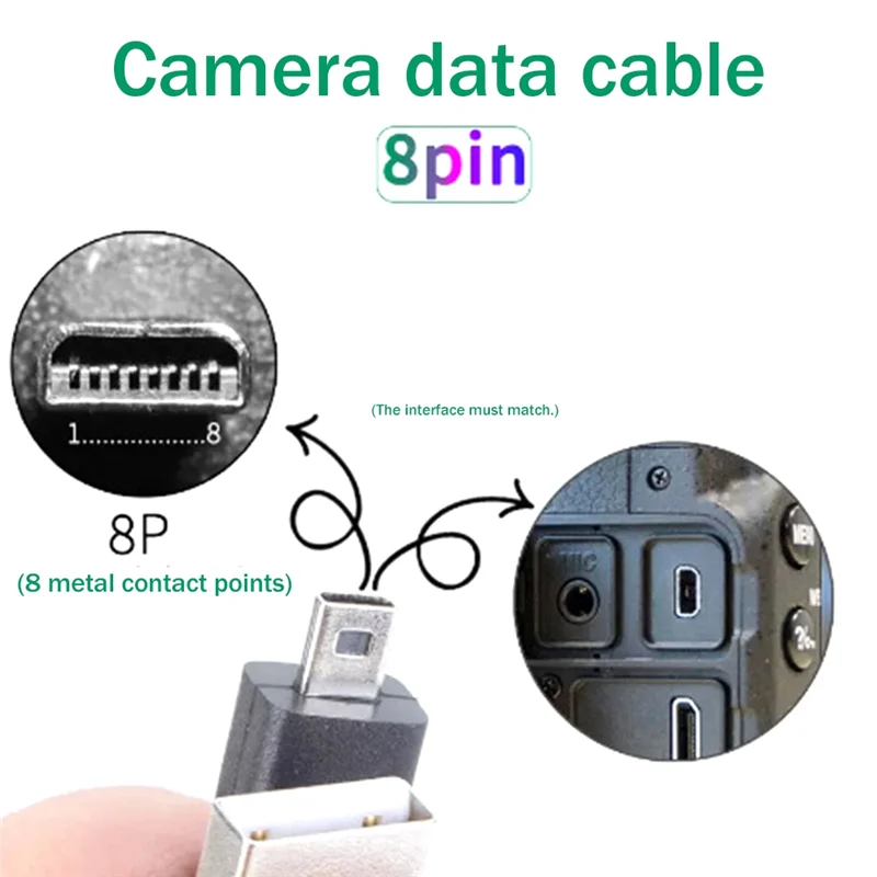 NNR-디지털 카메라 휴대 전화에 적합 범용 USB-소형 포트 8P 8핀 데이터 케이블 5코어 충전 케이블