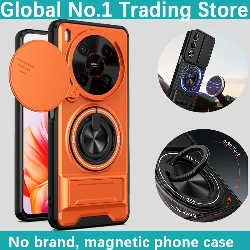 Enhanced Protective Phone Case with Slide Cover and Rotating Magnetic Ring Holder