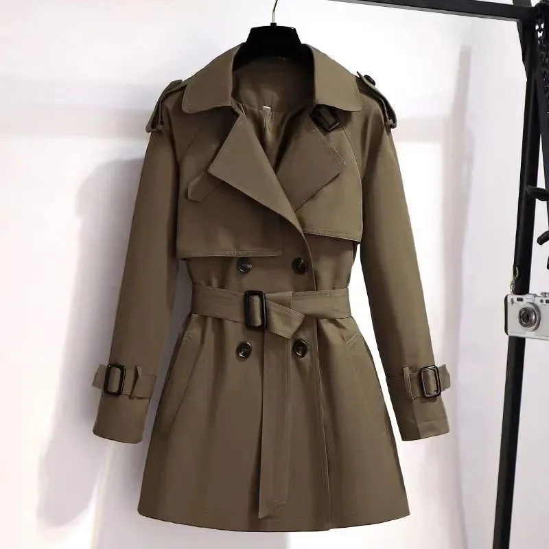

New Autumn Winter Elegant Women Double Breasted Solid Trench Coat Add cotton Loose Long Windbreaker Jacket With Belt Lining 3XL