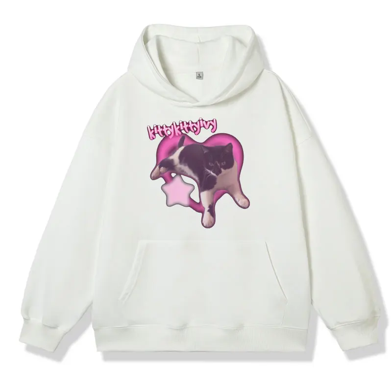 Cat Meme Funny Graphic Hoodies Men Women Fashion Casual Sweatshirt Male Winter Cartoon Long Sleeve Pullover Oversized Streetwear