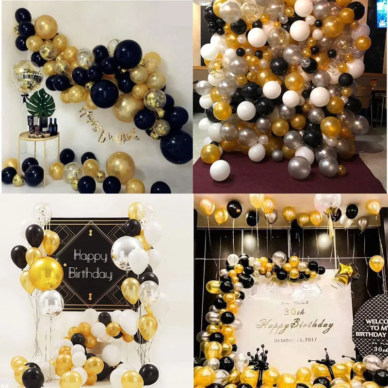 Ballons décoratifs pour Anniversaire de 30 ans, 51 pièces/ensemble, pour  homme et femme, noir et or