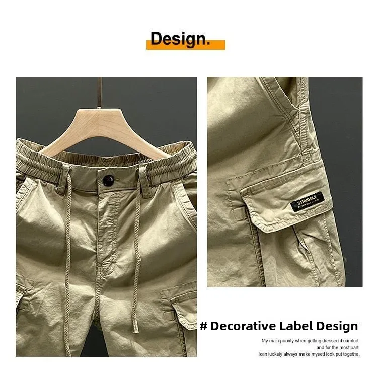 Men's Straight Leg Workwear Shorts Summer Casual Loose Fit Five Pocket Mid-Thigh Length Outerwear Polyester Cotton Blend - 4